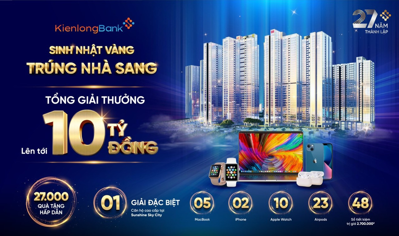 KienlongBank “chơi lớn” trao tặng 27.000 phần quà cho khách hàng với tổng giá trị lên đến 10 tỷ đồng.