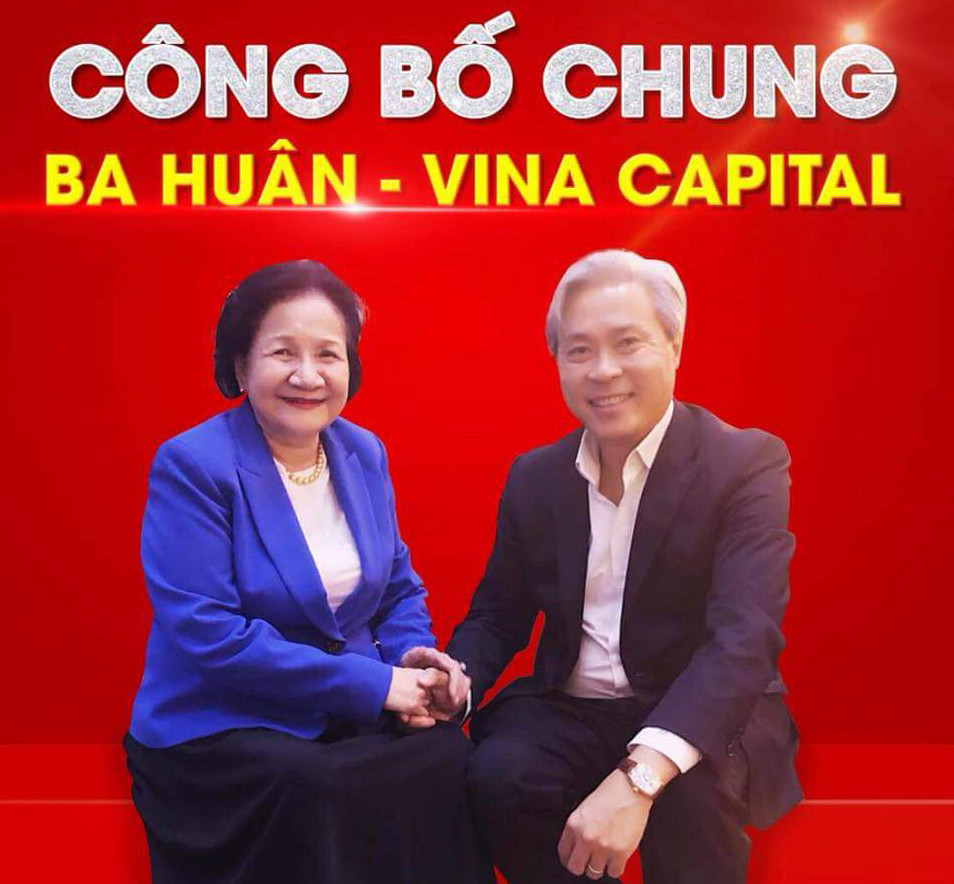 Bà Ba Huân và ông Don Lam, Chủ tịch VinaCapital tuyên bố hợp tác trong thương vụ Ba Huân. 