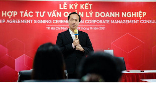 Ông Bùi Quang Anh Vũ, Tổng Giám đốc CTCP phát triển BĐS Phát Đạt phát biểu tại buổi lễ