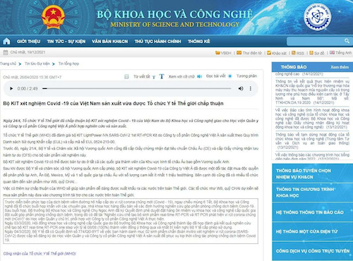 Bài trên trang web chính thức của Bộ Khoa học Công nghệ đã bị gỡ bỏ.