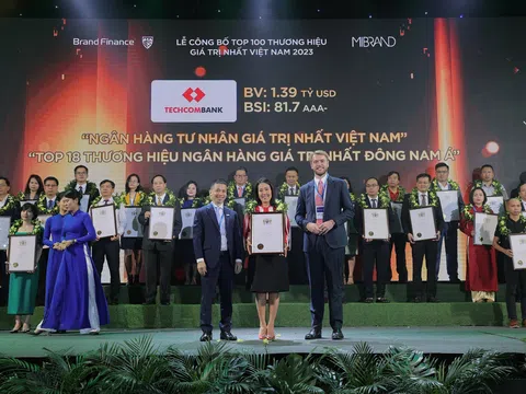 Thương hiệu Techcombank dẫn đầu nhóm ngân hàng tư nhân giá trị nhất Việt Nam, lọt vào top 18 khu vực Đông Nam Á